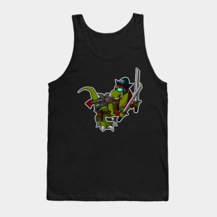 Ninja space pirate dinosaur with two Katanas Tank Top